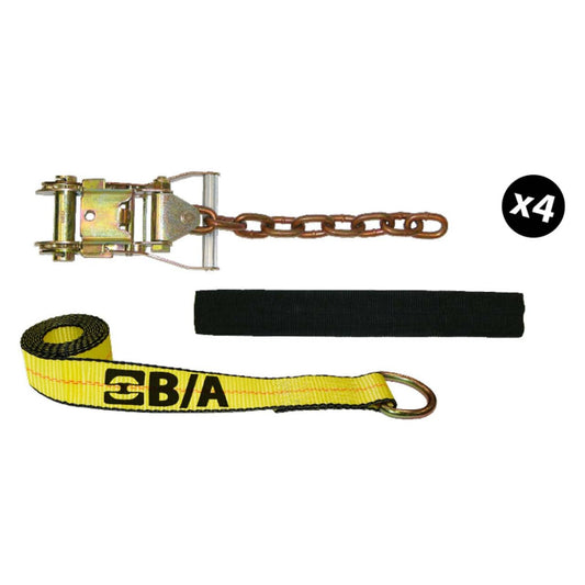 B/A Products Co. 2" x 12' Soft Tie-Down Kit w/Ratchet Chain Lasso Straps - 38-KITD12 - starequipmentsales