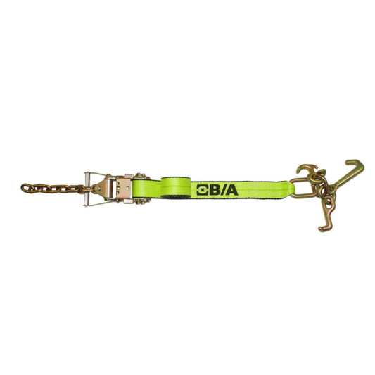 B/A Products Co. 2" x 8' Mini J, R, & T Hook Ratchet Hi-Viz Strap - HV38-100 - starequipmentsales